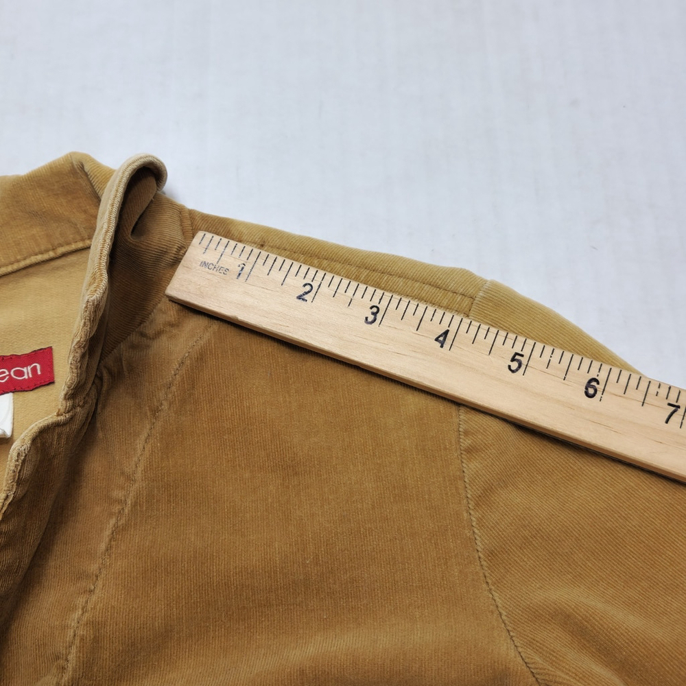 Womens Corduroy Shirt Dress S Tan Stretch Utility Y2K Style Button Front Vintage - Picture 11 of 15